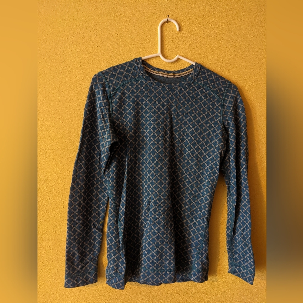 Smartwool 250 base layer size M blue harlequin pattern
